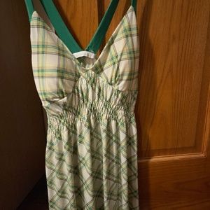 Charlotte Russe Green and White plaid tank